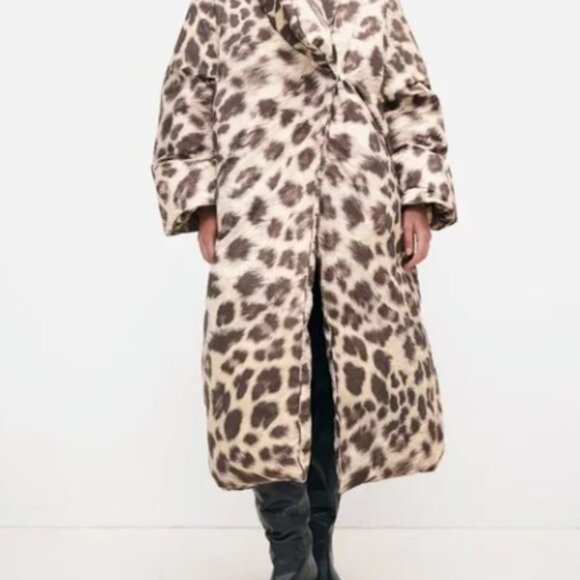 H&M Studio Animal Print Down Filled Long Puffer Coat XL - Picture 1 of 14